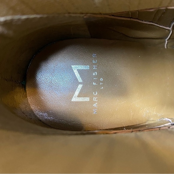 Marc Fisher Alva Brown Leather Heeled Bootie 5 1/2 M - Picture 12 of 14